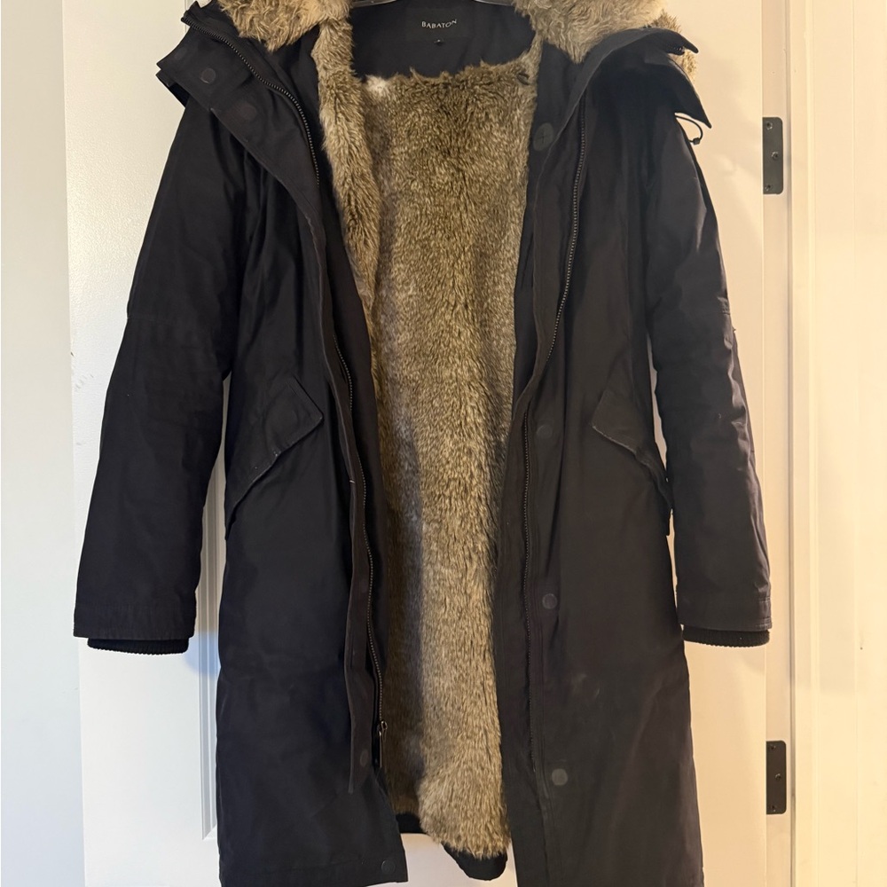 Babaton Black Parka with Faux Fur Lining